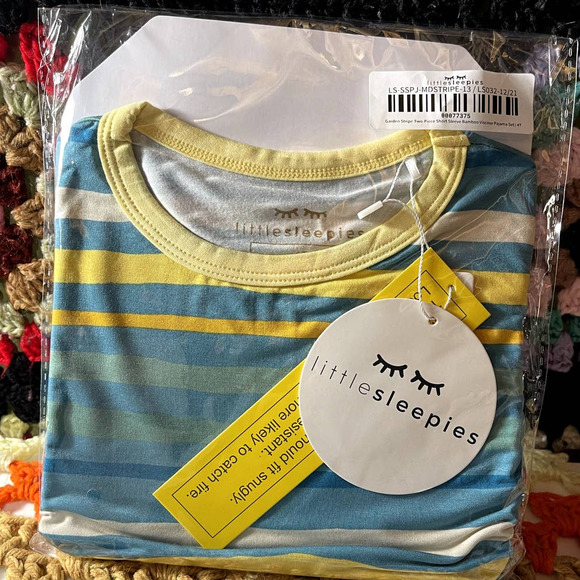 Little sleepies garden stripe 4T two piece short sleeve NIB